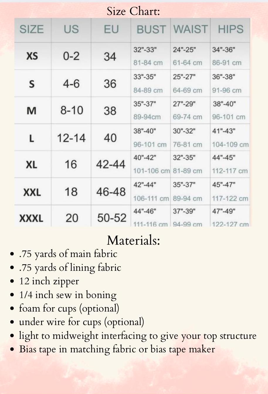 Cupped Corset PDF Digital Sewing Pattern