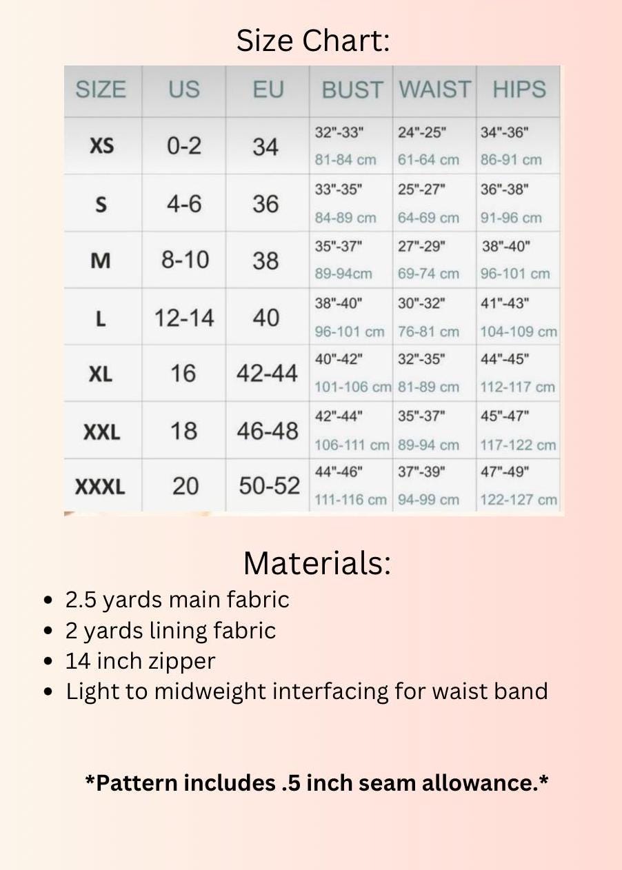 Pleated Side Slit Skirt PDF Digital Sewing Pattern