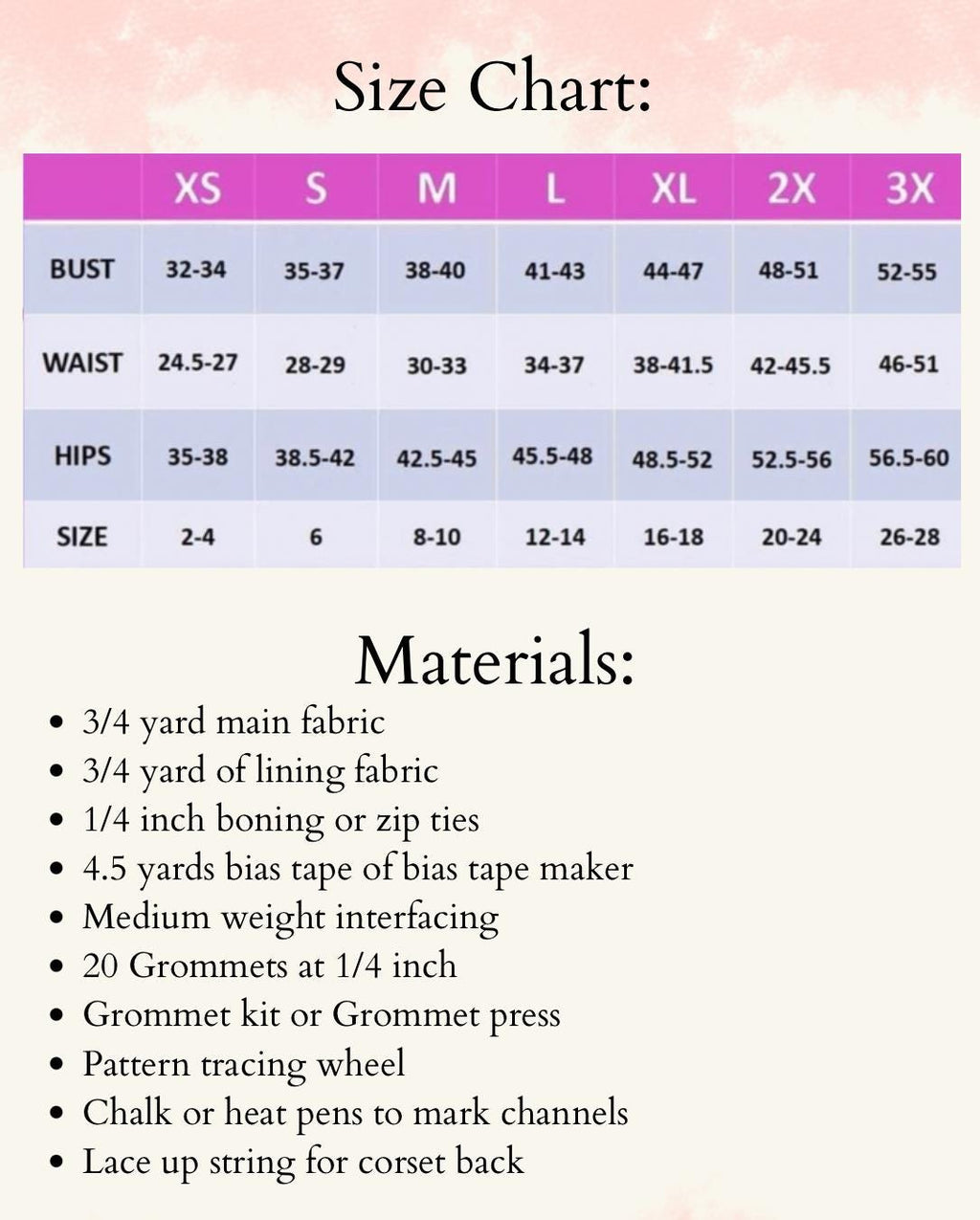 Corset PDF Digital Sewing Pattern