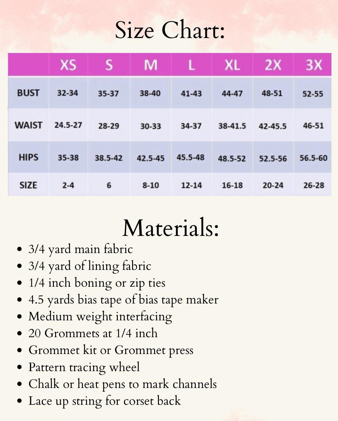 Corset PDF Digital Sewing Pattern