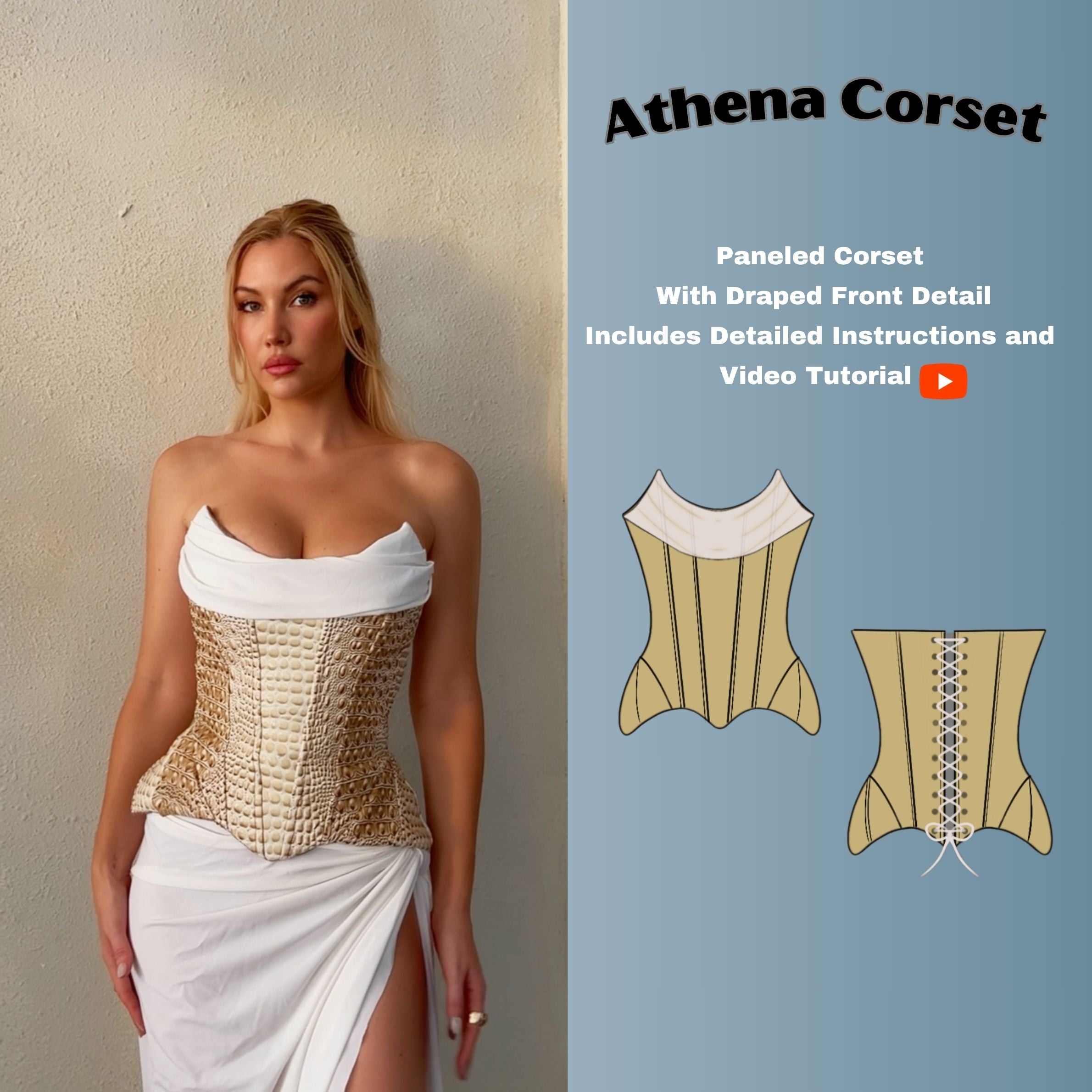 Draped Front Corset PDF Digital Sewing Pattern