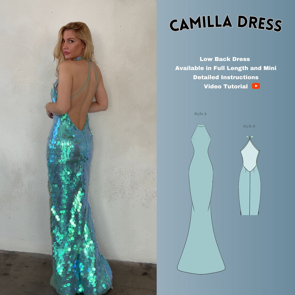 Low Back Halter Dress PDF Digital Sewing Pattern