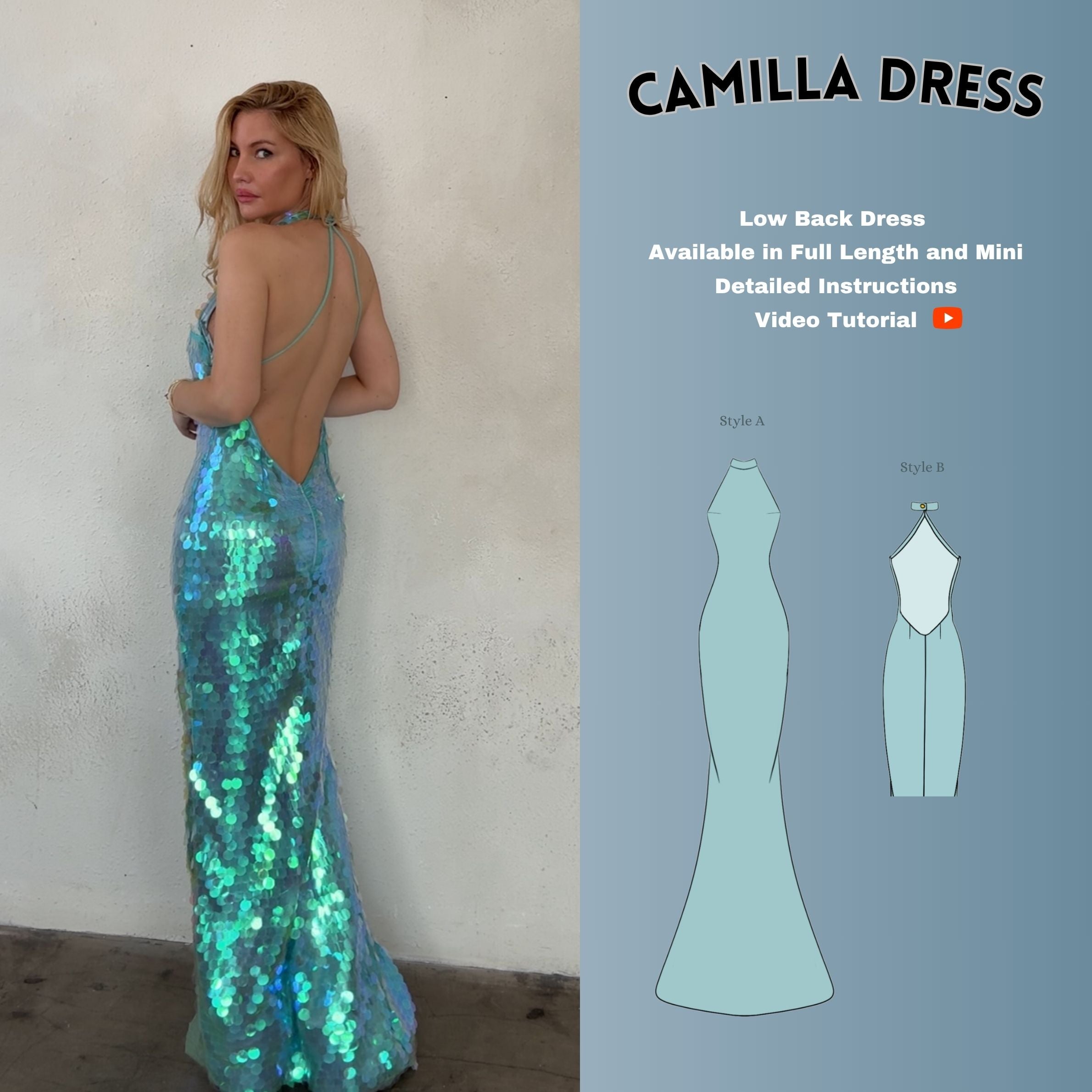 Low Back Halter Dress PDF Digital Sewing Pattern