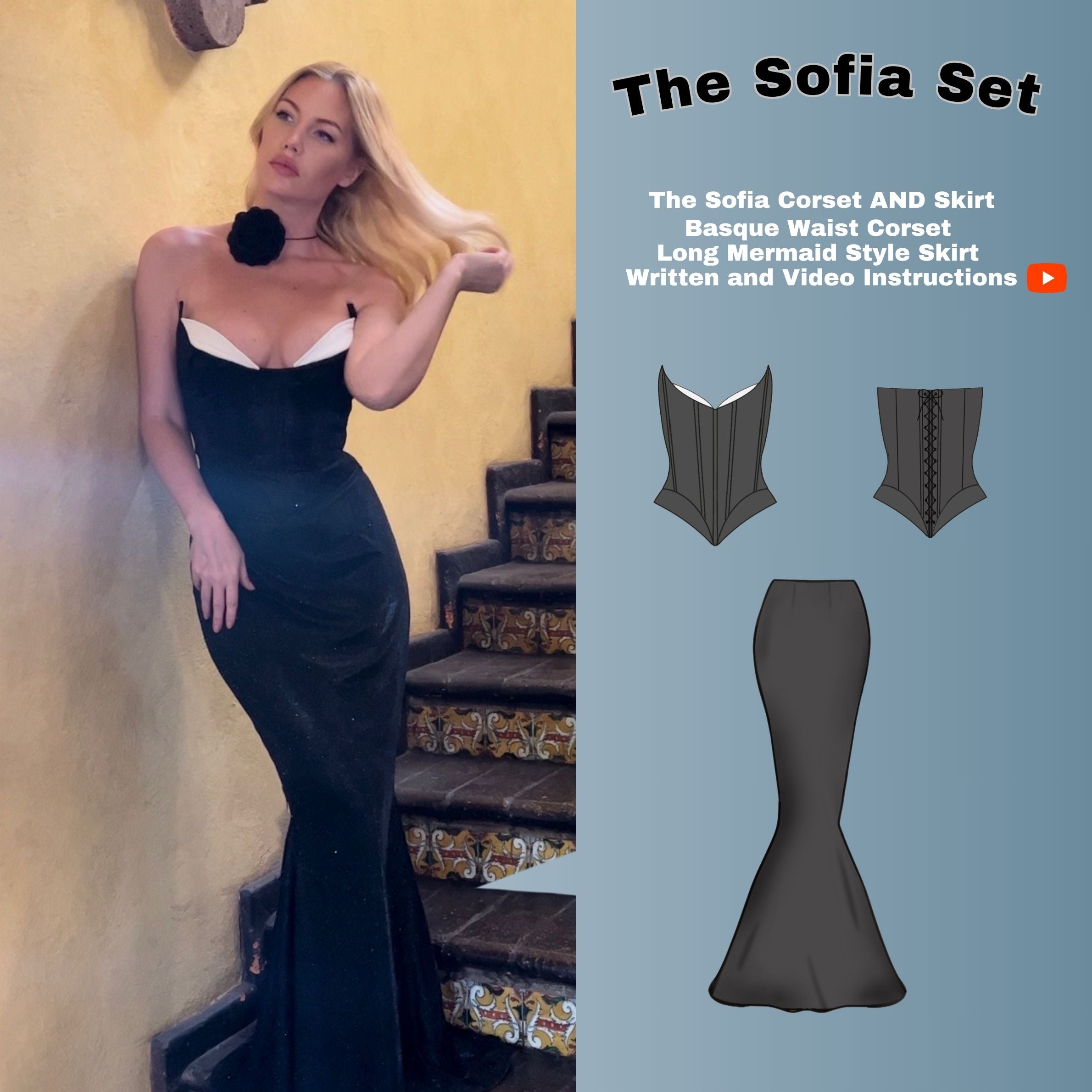Corset and Mermaid Skirt PDF Digital Sewing Pattern