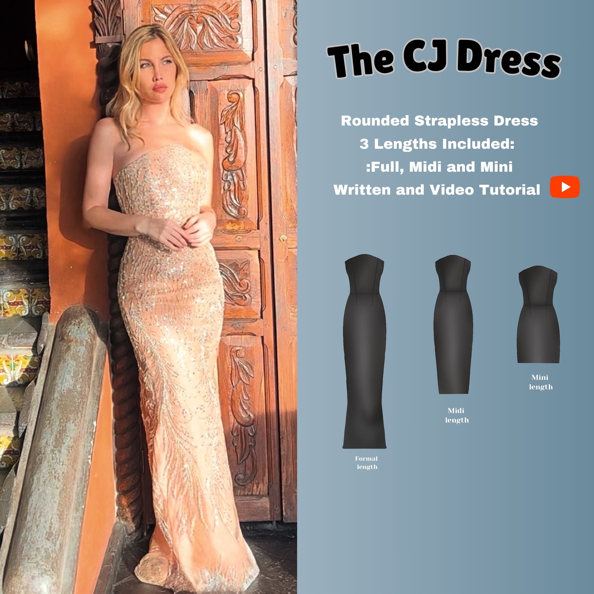 Rounded Corset Dress PDF Digital Sewing Pattern