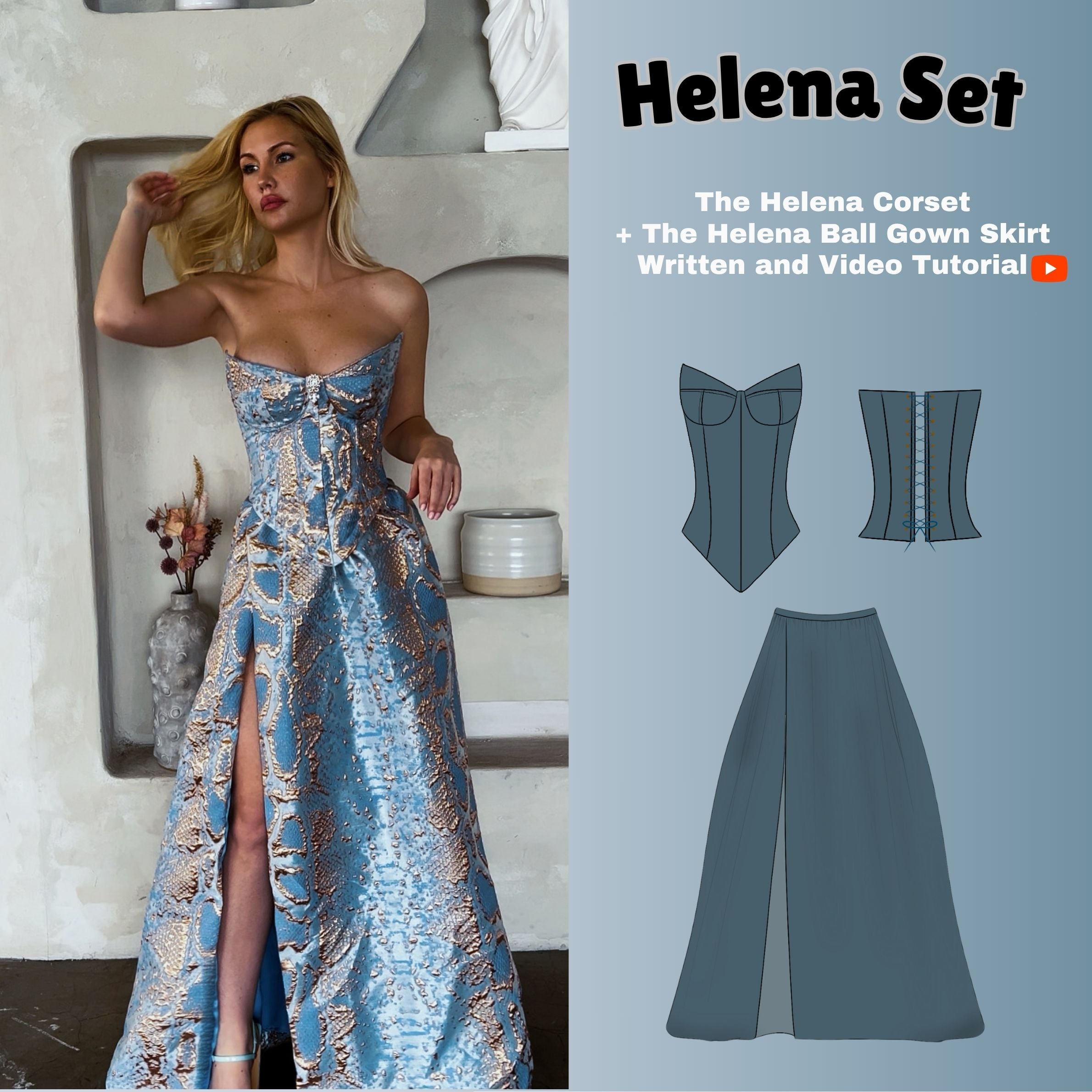 Corset and Ball Gown PDF Digital Sewing Pattern Set