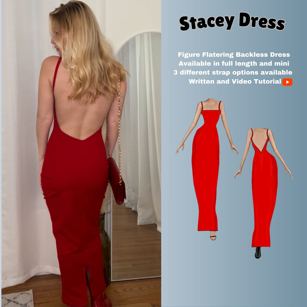 Backless Dress PDF Digital Sewing Pattern