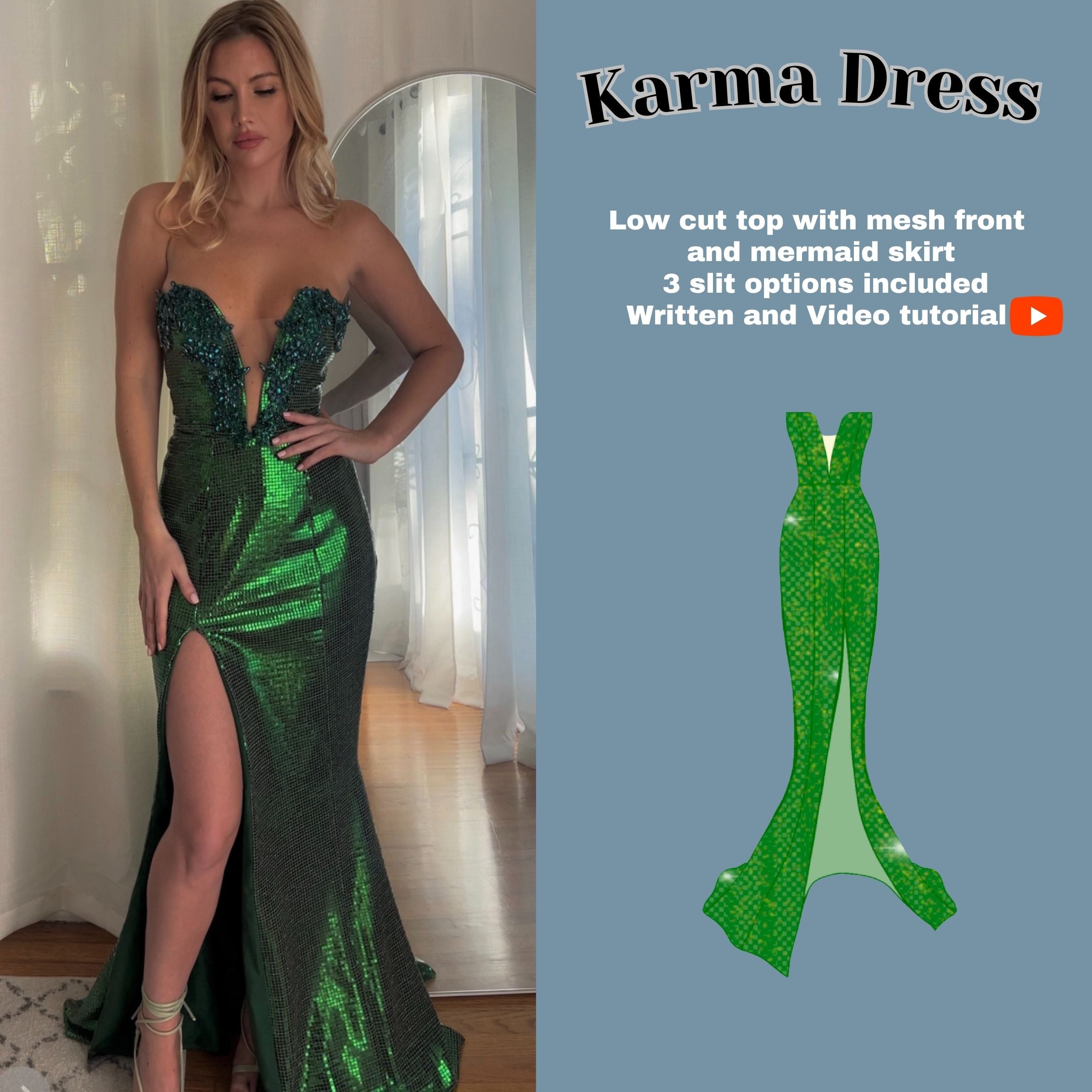 Mermaid Formal Dress PDF Digital Sewing Digital Pattern