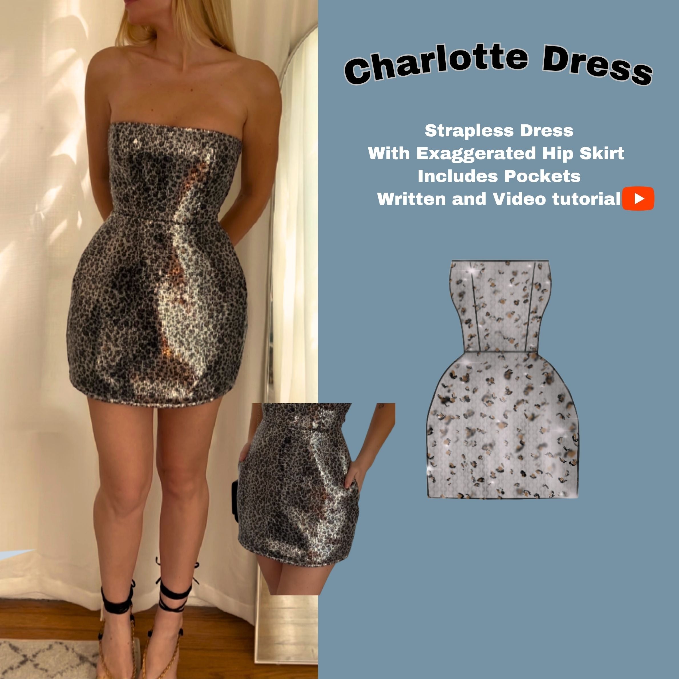Strapless Cocktail Dress PDF Digital Sewing Pattern