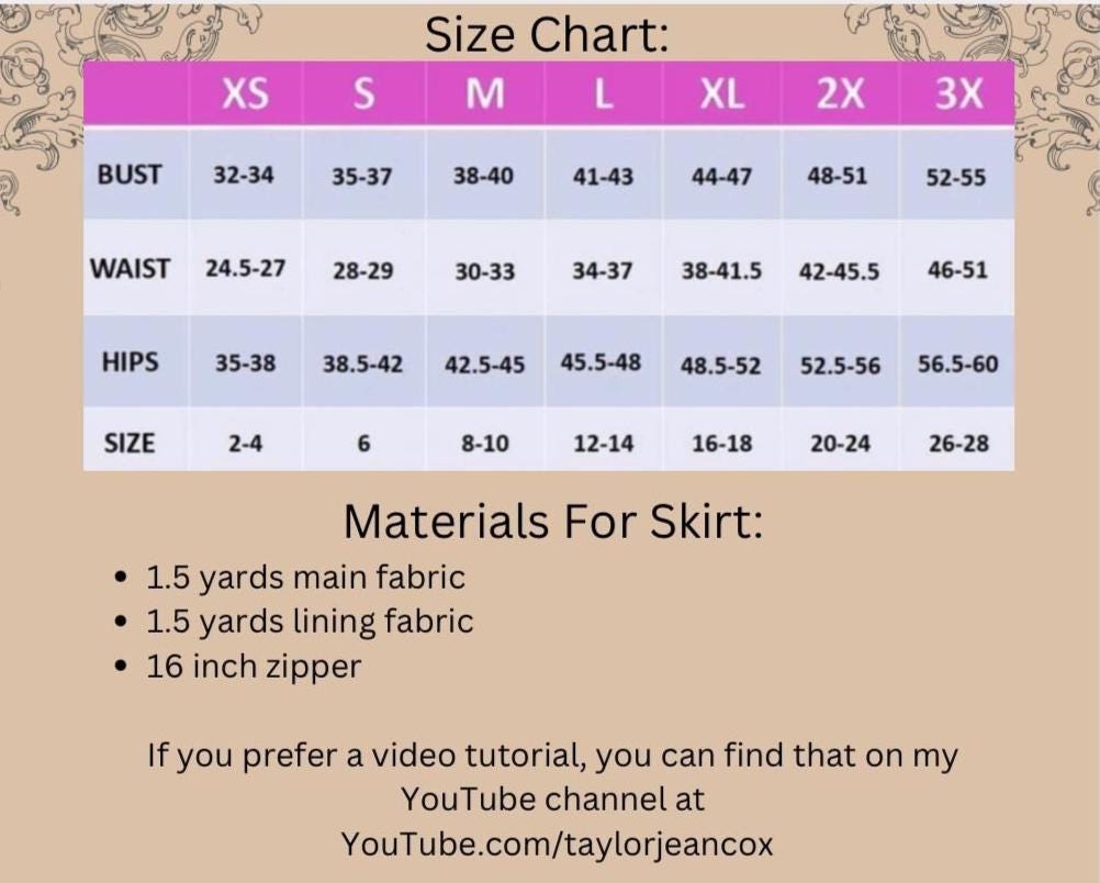 Corset and Mermaid Skirt PDF Digital Sewing Pattern